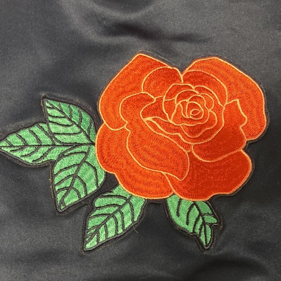 Disney Princess Belle rose Girl's Full Zip satin Bomber Jacket Size L - Picture 2 of 8